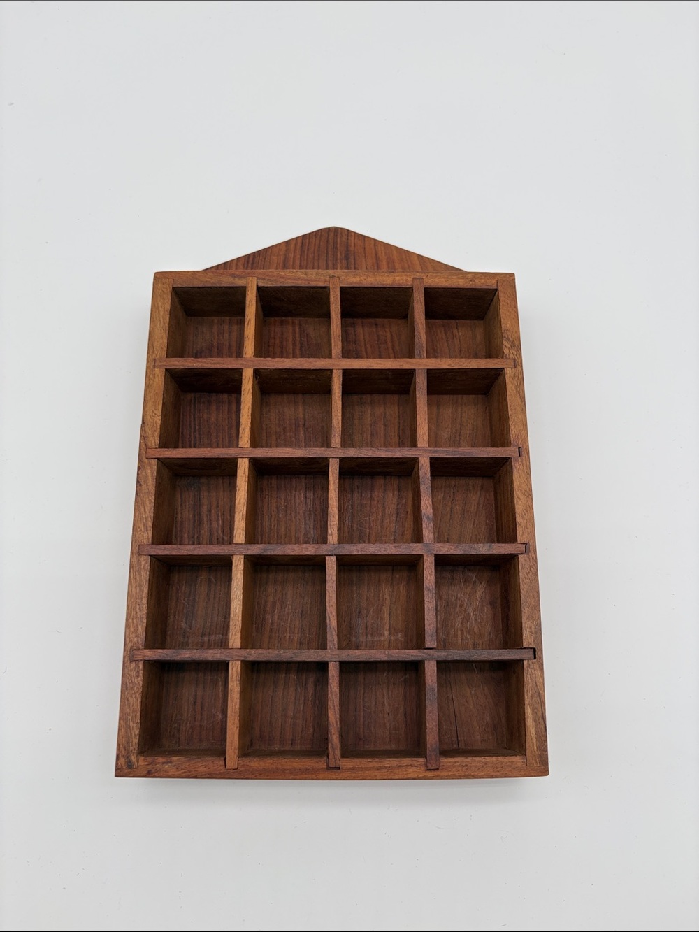 Vintage Wooden 20 Cubby Thimble Wall Display Shelf Made in India